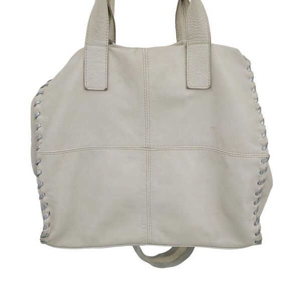 Laura Di Maggio Leather Convertible Tote Crossbody Off White Bone XL Tassel - Picture 7 of 17